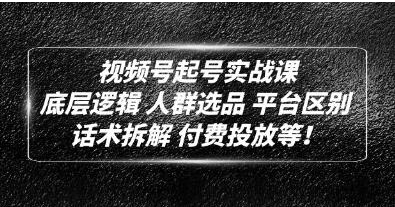 底层逻辑《视频号起号实战课》话术拆解，付费投放网赚项目-副业赚钱-互联网创业-资源整合子龙项目网