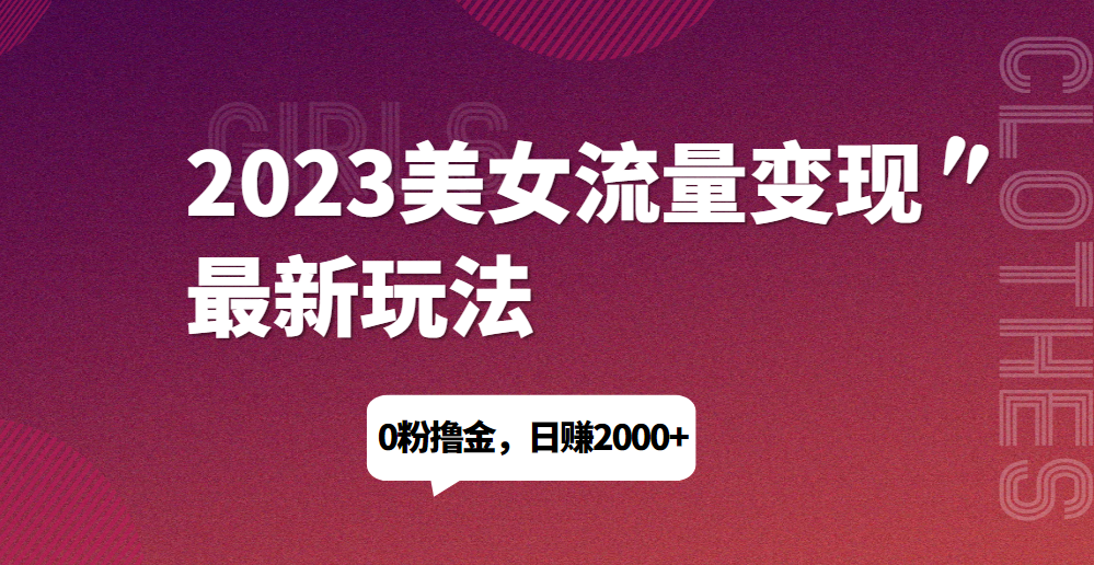 2023美女流量变现最新玩法，0粉撸金，日赚1500+，实测日引流200+网赚项目-副业赚钱-互联网创业-资源整合子龙项目网