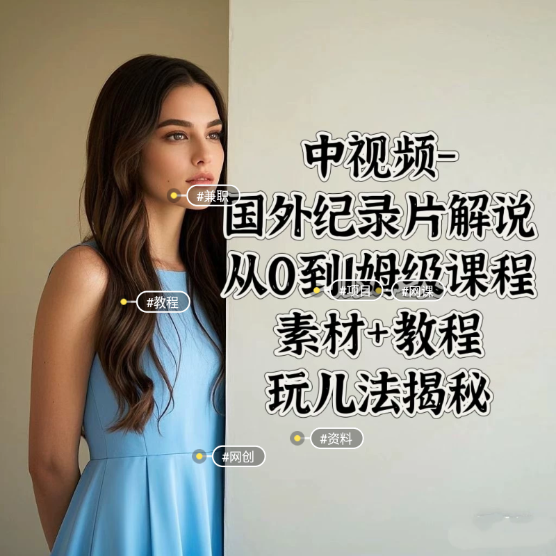 中视频-国外纪录片解说全教程！从素材到剪辑，从0起号，小白也可轻松上手，教程玩儿法搞米全揭秘网赚项目-副业赚钱-互联网创业-资源整合子龙项目网